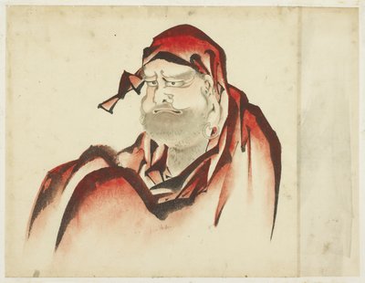 Rood-Geklede Daruma door Katsushika (school of) Hokusai