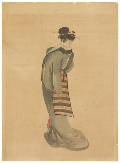 Staande Schoonheid (achteraanzicht) door Katsushika (school of) Hokusai