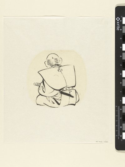 Zittende man, op de rug gezien door attributed to Katsushika Hokusai