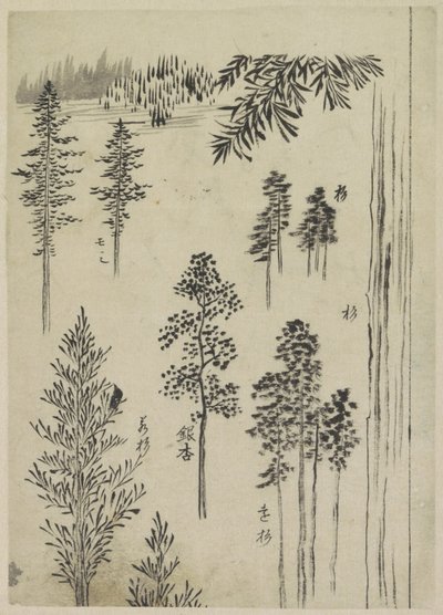 Landschap met bomen door Katsushika Hokusai (possibly)