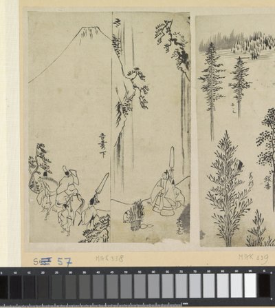 Ruiter met gevolg en de begroeting van daimyo door Katsushika Hokusai (possibly)