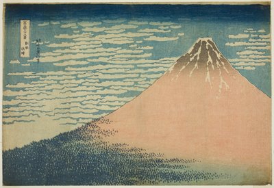Een Zachte Bries op een Mooie Dag (Gaifu kaisei), uit de serie "Zesentwintig Zichten op de Berg Fuji (Fugaku sanjurokkei)" door Katsushika Hokusai