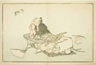 Een Filosoof die een Paar Vlinders Bekijkt, uit Het Prentenboek van Realistische Schilderijen van Hokusai door Katsushika Hokusai