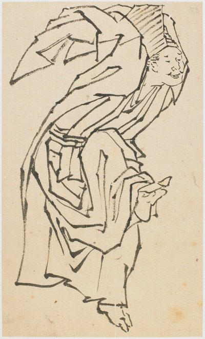 Een Sambaso-danser, late 18e-begin 19e eeuw door Katsushika Hokusai