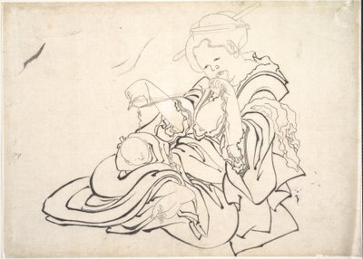 Een vrouw en een baby door Katsushika Hokusai