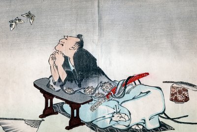 Een filosoof die een paar vlinders bekijkt, 1814-1819 door Katsushika Hokusai