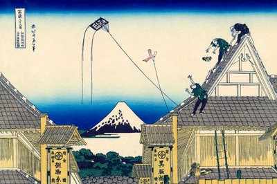 Een schets van de Mitsui-winkel in Suruga in Edo, 1830-1833 door Katsushika Hokusai