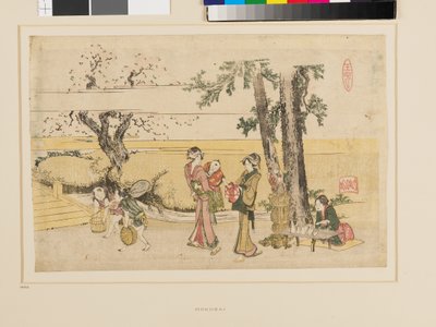Een tafereel langs de weg, Oji door Katsushika Hokusai