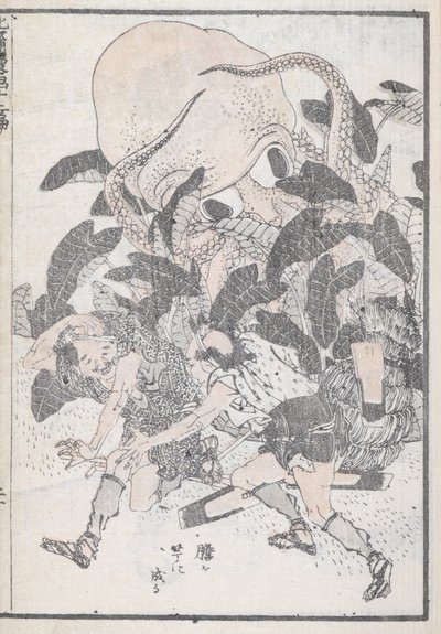 Een octopus die twee mensen overweldigt door Katsushika Hokusai
