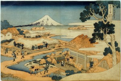 Berg Fuji, gezien vanaf de Theeplantage in Katakura, Provincie Suruga door Katsushika Hokusai