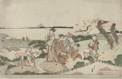 Bewonderen van de kersenbloesem bij Gotenyama door Katsushika Hokusai