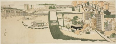 Boottochten op de Sumida-rivier door Katsushika Hokusai