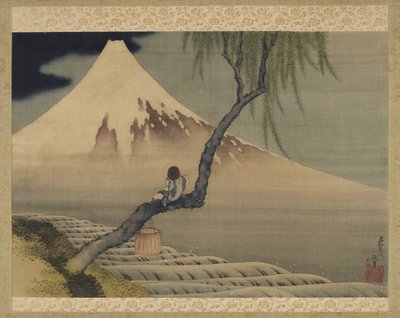 Jongen die de berg Fuji bekijkt, 1839 door Katsushika Hokusai
