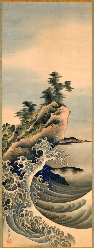 Brekende Golven, Edo Periode, 1847 door Katsushika Hokusai