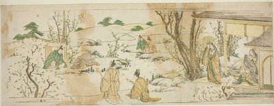 Hoffelijke gebeurtenis gemodelleerd naar de Lanting-bijeenkomst door Katsushika Hokusai