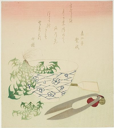 Paardenbloemen voor het nieuwe jaar door Katsushika Hokusai