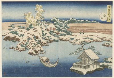 De Sumida rivier in sneeuw door Katsushika Hokusai