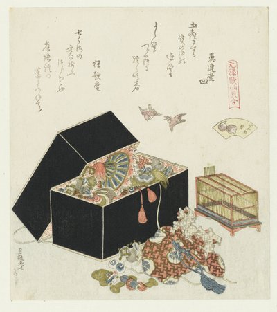 De mus schelp (Een vergelijking van Genroku gedichten en schelpen) door Katsushika Hokusai