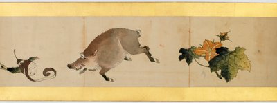 Detail van Handrol met Diverse Beelden, Edo Periode door Katsushika Hokusai