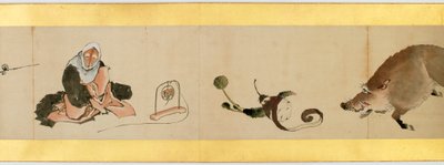 Detail van Handrol met Diverse Beelden, Edo Periode door Katsushika Hokusai