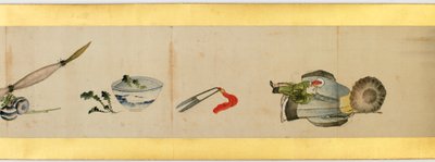 Detail van Handrol met Diverse Beelden, Edo Periode door Katsushika Hokusai