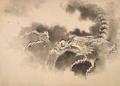 Draak die uit de wolken komt, Edo-periode, 19e eeuw door Katsushika Hokusai