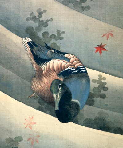 Eend zwemmend in water, 1847 door Katsushika Hokusai