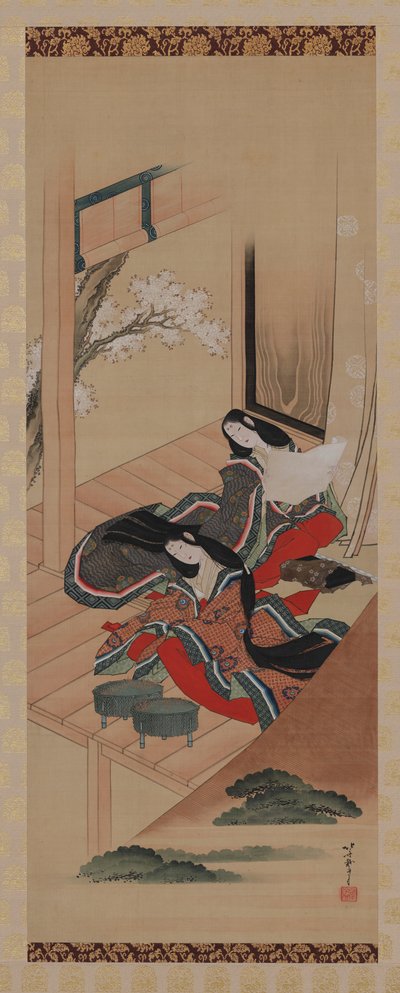 Vroege varens, hoofdstuk 48 van Het verhaal van Genji, Edo-periode, ca. 1810-1814 door Katsushika Hokusai