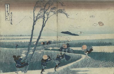 Ejiri in de provincie Suruga uit de serie Zesendertig gezichten op de berg Fuji, ca. 1830 door Katsushika Hokusai