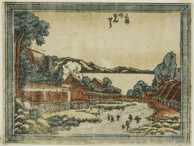 Avondklok bij Mii (Mii no bansho), uit de serie Acht Zichten van Omi in ets-stijl (Doban Omi hakkei) door Katsushika Hokusai
