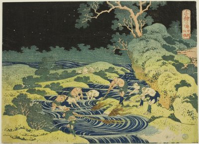 Vissen met fakkel in Kai Provincie (Koshu hiburi) uit de serie "Duizend Beelden van de Oceaan (Chie no umi)" door Katsushika Hokusai