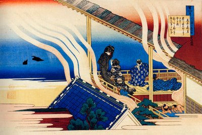 Uit de serie Honderd Gedichten door Honderd Dichters: Fujiwara no Yoshitaka, ca. 1830 door Katsushika Hokusai