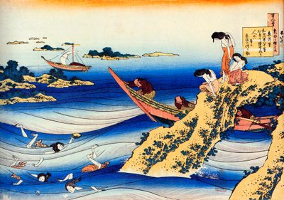 Uit de serie Honderd Gedichten van Honderd Dichters: Ono no Takamura, ca. 1830 door Katsushika Hokusai