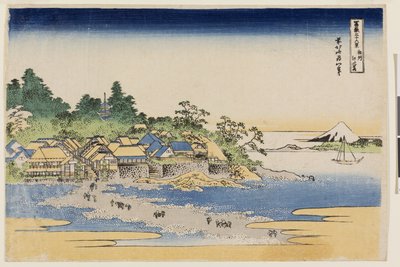 Fuji vanaf Enoshima-eiland in de provincie Sagami, uit de serie Zesendertig gezichten op de berg Fuji, begin jaren 1830 door Katsushika Hokusai