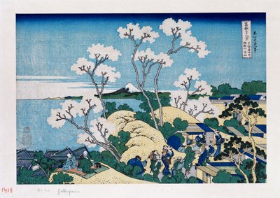 Fuji vanaf Gotenyama bij Shinagawa op de Tokaido, uit de serie De zesendertig gezichten op de berg Fuji door Katsushika Hokusai