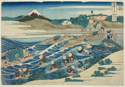 Fuji vanuit Kanaya aan de Tokaido (Tokaido Kanaya no Fuji), uit de serie Zesendertig gezichten op de berg Fuji (Fugaku sanjurokkei) door Katsushika Hokusai