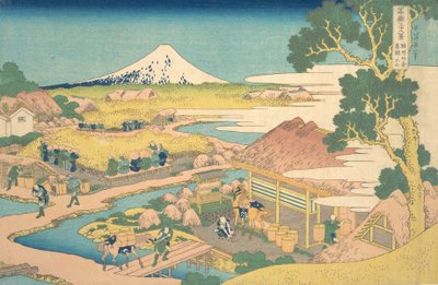 Fuji vanaf de Katakura Theevelden in Suruga, uit de serie, ca. 1830-32 door Katsushika Hokusai