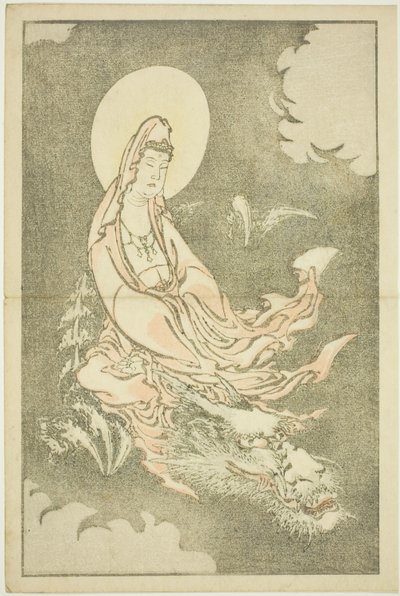 Godin die op een Draak Rijdt, uit Het Prentenboek van Realistische Schilderijen van Hokusai door Katsushika Hokusai