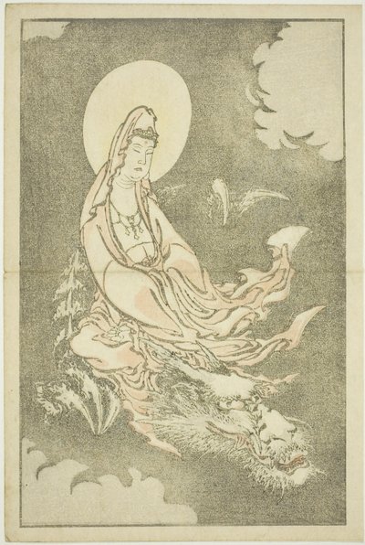 Godin die op een draak rijdt, uit Het Prentenboek van Realistische Schilderijen van Hokusai (Hokusai shashin gafu), c.1814 door Katsushika Hokusai