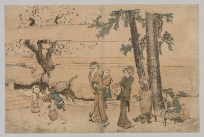 Groep Figuren bij een Beek, 1760-1849 door Katsushika Hokusai