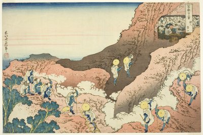 Groepen bergbeklimmers door Katsushika Hokusai