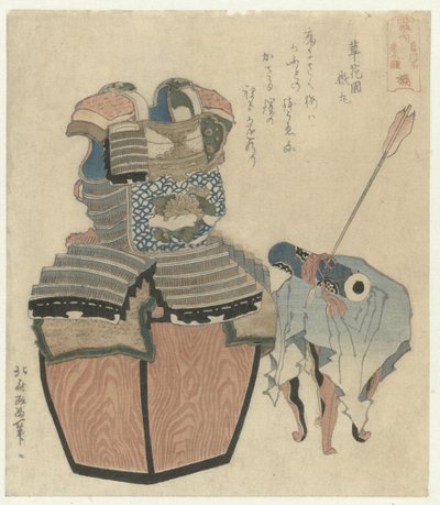 Harnas van de Tachibana familie met rolschildering door Katsushika Hokusai