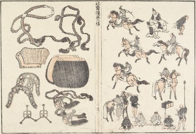 Paardrijders en Harnas, 1817 door Katsushika Hokusai
