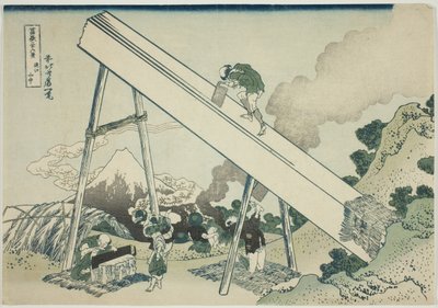 In de Bergen van Totomi (Totomi sanchu), uit de serie "Zesendertig Zichten op de Berg Fuji (Fugaku sanjurokkei)" door Katsushika Hokusai