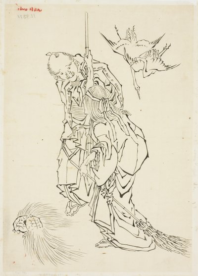 Jo en Uba; Thema van Takasago, ca. 1815-1849 door Katsushika Hokusai
