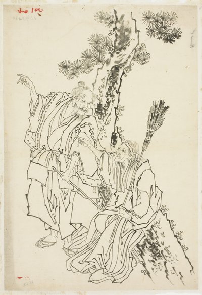 Jo en Uba; Thema van Takasago, ca. 1815-49 door Katsushika Hokusai