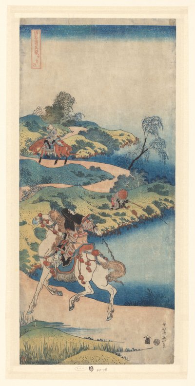 Jongeman wegrijdend van huis door Katsushika Hokusai