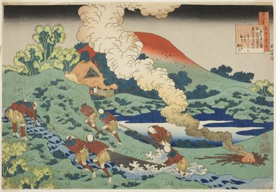 Kakinomoto Hitomaro uit de serie Honderd gedichten uitgelegd door de verpleegster (Hyakunin isshu uba ga etoki) door Katsushika Hokusai