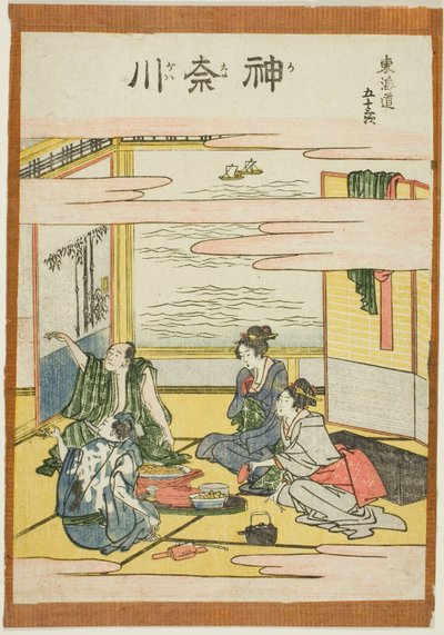 Kanagawa, uit de serie "Drieënvijftig Stations van de Tokaido (Tokaido gojusan tsugi)" door Katsushika Hokusai