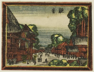 Kannon Tempel (Kannon), uit de serie Hollandse Stijl Afbeeldingen: Acht Zichten van Edo (Oranda gakyo Edo hakkei) door Katsushika Hokusai